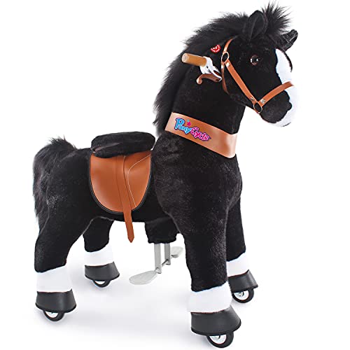 PonyCycle Oficial Modelo U 2021 Montar a Caballo Animal Que Camina con Ruedas (con Freno y Sonido / U4 para niños de 4-9 años) Caballo Negro Ux426