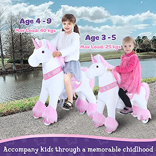 PonyCycle Oficial Modelo U 2021 Paseo en Unicornio con Freno Caballos en Movimiento mecánico (U4 para Edades 4-9) Unicornio Rosa Ux402