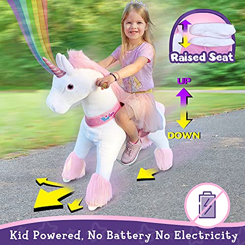 PonyCycle Oficial Modelo U 2021 Paseo en Unicornio con Freno Caballos en Movimiento mecánico (U4 para Edades 4-9) Unicornio Rosa Ux402