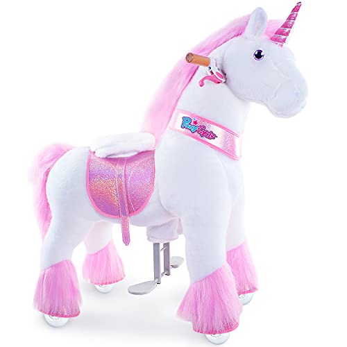 PonyCycle Oficial Modelo U 2021 Paseo en Unicornio con Freno Caballos en Movimiento mecánico (U4 para Edades 4-9) Unicornio Rosa Ux402