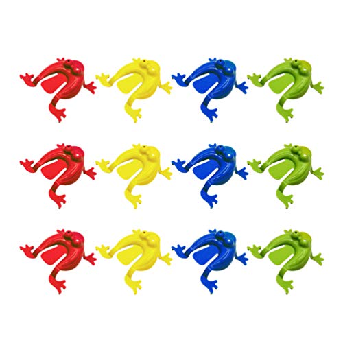 POPETPOP 12 Piezas de Juguete de Plástico de Rana Saltarina de Juguete de Rana Saltarina de Colores Surtidos de Rana de Presión de Dedo Juguetes de Salto ( Color Mixto )