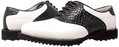 PORTMANN Spikeless | Zapato de Golf Hombre | Cuero Premium | Muy Leve y Flexible | Conforto y Ajuste Garantizado | Hecho en Portugal | Pure Drive Tec. (42 EU / 8 UK, White Cal. Black PYTON)
