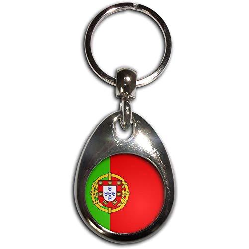 Portugal Flag - Cromo Tear Drop en Forma de Anillo Doble Clave Caras