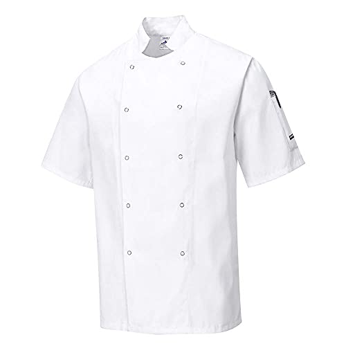 Portwest Chaqueta de Chef Cumbria, Color: Blanco, Talla: XL, C733WHRXL