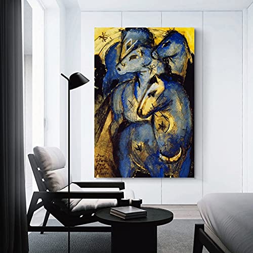 Póster de la Torre de los Caballos Azules de los Pintores Expresionistas Alemanes en Lienzo y Arte de la Pared Impresión Moderna de la Decoración del Dormitorio Familiar Posters 40 x 60 cm