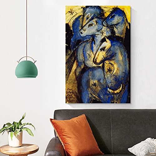 Póster de la Torre de los Caballos Azules de los Pintores Expresionistas Alemanes en Lienzo y Arte de la Pared Impresión Moderna de la Decoración del Dormitorio Familiar Posters 40 x 60 cm