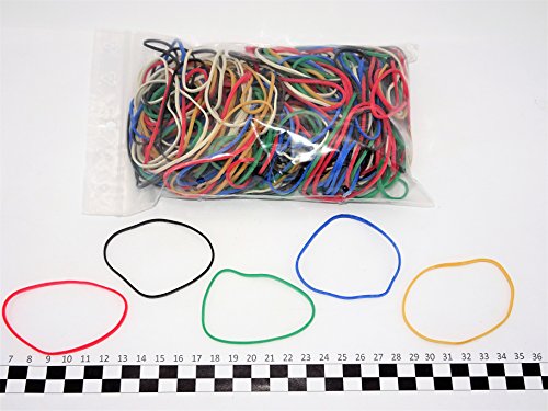Progom - Gomas Elasticas - 80(ø50)mm x 1.7mm - colores mezclados (rojo,blanco,natural,verde,azul,negro) - bolsa de 200 piezas
