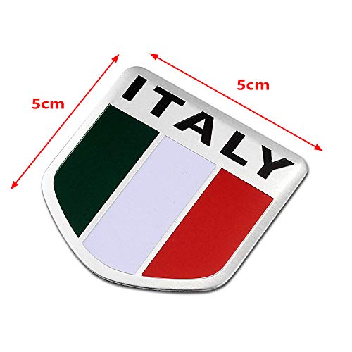 PT-Decors Italia Bandera Aluminio Emblema Escudo Forma Etiqueta 5 cm * 5 cm Tamaño de la Bandera de TI Calcomanías gráficas Insignia para Vehículo Motor Defensas de automóviles Faldas Laterales Botas