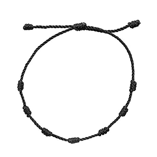 Pulsera unisex de cuerda fuerte con 7 nudos y ajustable, pulsera trenzada con suerte, accesorios de joyería,