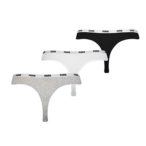 PUMA String 3p Pack Ropa Interior, White/Grey/Black, M para Mujer