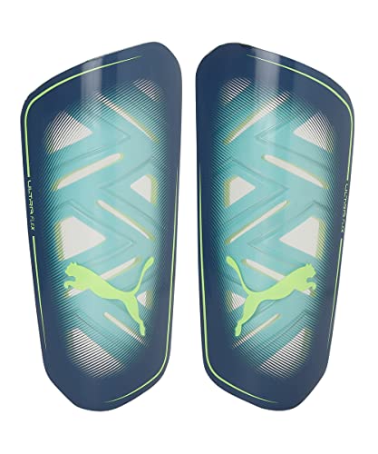 Puma Ultra Flex Sleeve Shinguards, Unisex-Adult, Green Glare-Elektro Aqua Black, XS