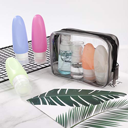 PVC Bolsa de Maquillaje 5 Piezas Transparente Bolsa de Aseo Portátil Cosméticos Organizador Impermeable para Vacación Baño y Viajes 16.5 x 5 x 11.5 cm Claro