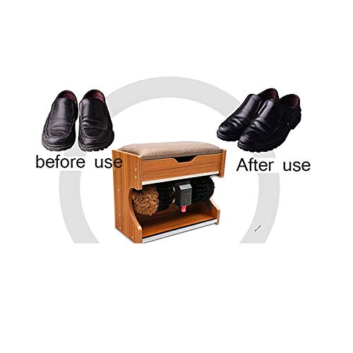 QFFL Máquina limpiabotas automático Máquina de Lustrado de Zapatos, Máquina Automática de Lustrado Y Calzado con Sensor Automático con Caja de Almacenamiento de Madera (4 Colores Son Opcionales) Cepil