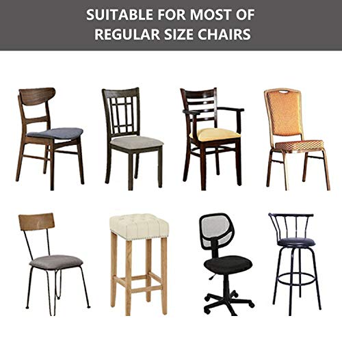 Qishare - Juego de 4 Fundas de Asiento para sillas de Comedor Impresas con Lazos, súper Ajuste, elásticas, universales, Lavables, Protectores de Cojines para Cocina, Oficina(Gris geométrico)