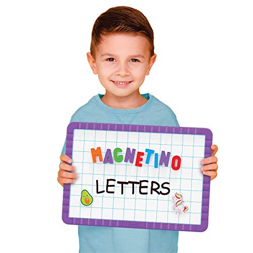 Quercetti- Magnetino Letters Quercetti-5241 Pizarra de Letras magnéticas, Juegos educativos, Multicolor, 65 Piezas (5241)