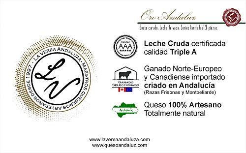 Queso Curado Artesano con Pimentón (Elaborado a mano) 500-600gr.La Verea Andaluza "Oro andaluz" - Leche Cruda 100% Vaca (Vacas montbeliarde/frisonas)
