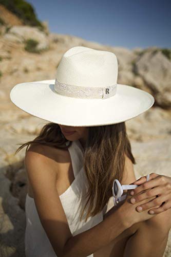 RACEU ATELIER Sombrero Panamá Ala Ancha Mujer Sara - Sombrero de Paja Estilo Fedora - Sombreros Panamá Original - Tejido a Mano