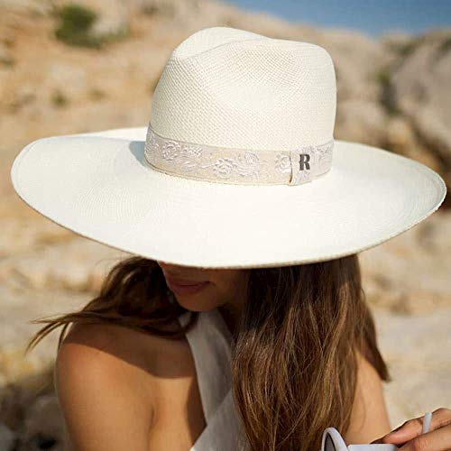 RACEU ATELIER Sombrero Panamá Ala Ancha Mujer Sara - Sombrero de Paja Estilo Fedora - Sombreros Panamá Original - Tejido a Mano