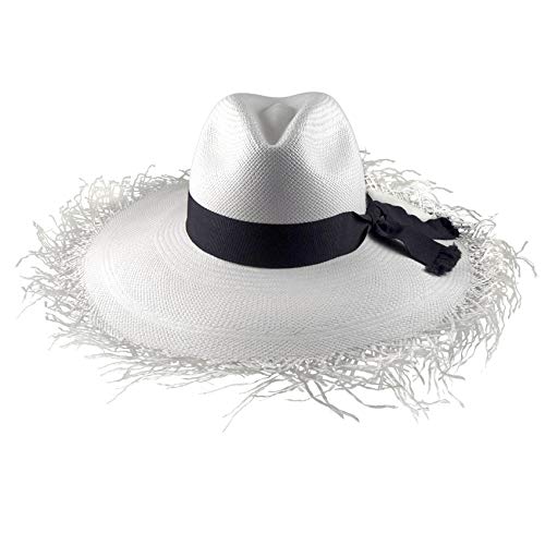 RACEU ATELIER Sombrero Panamá Mambo Deshilachado de Ala Ancha - Sombrero de Paja Estilo Fedora - Sombreros Panamá Original - Tejido a Mano