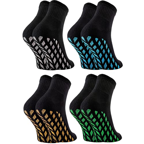 Rainbow Socks - Mujer Calcetines Antideslizantes de Deporte Brillantina - 4 pares - ABS negro + plateado azul dorado verde - Talla 36-38