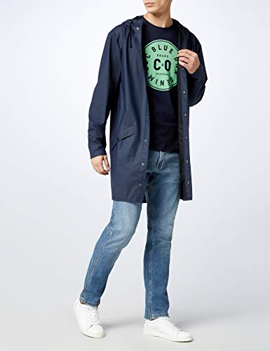 Rains Long Jacket, impermeable Hombre, azul, Small/Medium (Talla fabricante: Small/Medium)