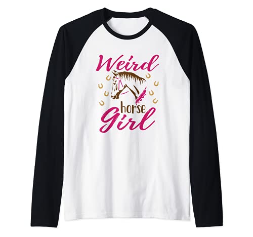Raro Caballo Chica Caballo Jinete Amor Caballos Amante Chicas Mujeres Camiseta Manga Raglan