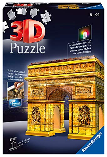 Ravensburger- Puzzle 3D Arco del Triunfo Night 216 Piezs, Multicolor (12522)