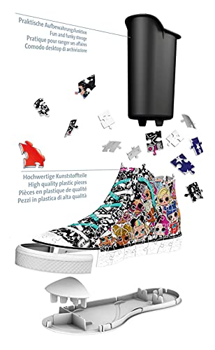 Ravensburger - Surprise Puzzle 3D Sneaker L.O.L Multicolor, Edad Recomendada 8+, 108 piezas de puzle de plástico numeradas + 4 accesorios + instrucciones, Dimensiones: 13,50 cm x 21,40 cm x 7,60 cm