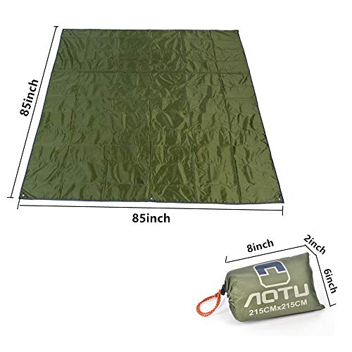 Rayami - Lona impermeable, 215 x 215 cm, para usar al aire libre, multifuncional, barrera de humedad, con bolsa de transporte con cordón, verde
