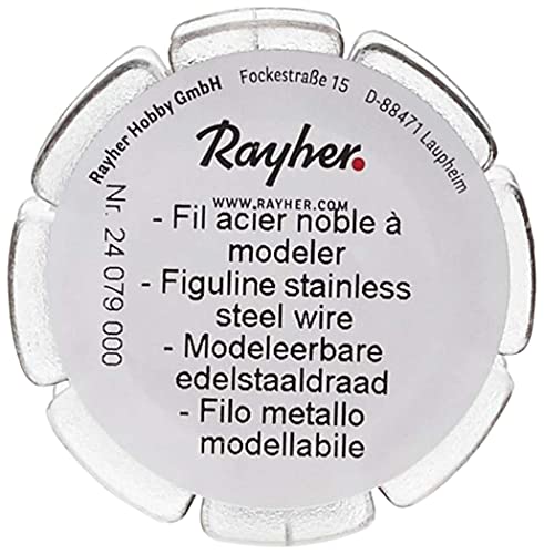 Rayher 24079000 Alambre de Acero Inoxidable, 0.5 mm diametro, Alambre para bisutería y Manualidades