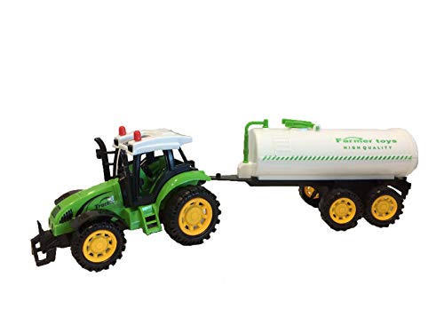 RCG Tractor con Remolque de Juguete Tractor agrícola con Tanque, arado, henificadora, Tractor de fricción, Color Aleatorio (Tanque)