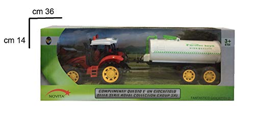 RCG Tractor con Remolque de Juguete Tractor agrícola con Tanque, arado, henificadora, Tractor de fricción, Color Aleatorio (Tanque)