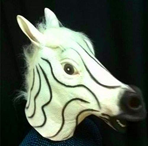 Rcsinway De Halloween máscara de látex máscara Cosplay de Terror tocados Cebra Parodia de la Raya de Control del Partido del Vestido (Color : White)