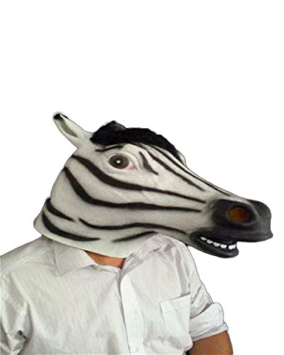 Rcsinway De Halloween máscara de látex máscara Cosplay de Terror tocados Cebra Parodia de la Raya de Control del Partido del Vestido (Color : White)