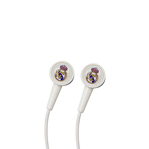 Real Madrid Auricular Cable Blanco Escudo RM