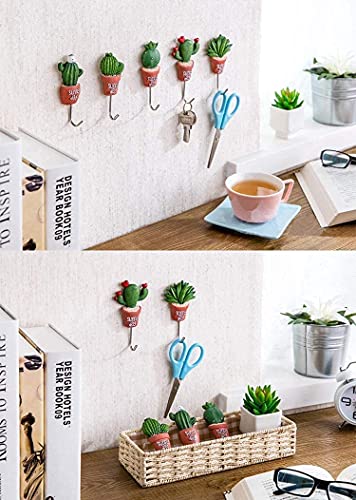 Reccisokz Colgador para pared con diseño de planta en maceta, con adhesivo y tornillos para decoración (5 unidades)