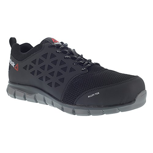 Reebok Work ib1031 S1P 43 Excel luz Athletic zapatillas de seguridad zapatos, punta de aluminio, parte superior y 3d de fibra de micro malla, tamaño 43, negro/gris