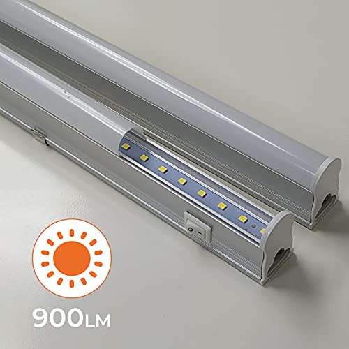 Regleta Integrada Tubo LED T5 60cm. 9w. Conexión Dos Laterales. Color Blanco Frio (6500K). Fluorecente cocinas, armarios, trastero.