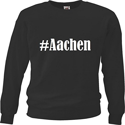 Reifen-Markt Sudadera Hashtag #Aachen para mujer, hombre y niños en los colores negro, blanco y azul con impresión Negro Hombre Small