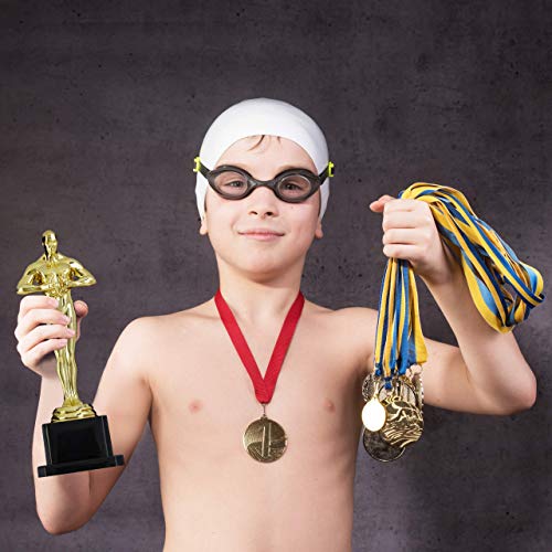 Relaxdays niños Trofeo, Soporte Cuadrado, Corona de Ganador, Hollywood, Regalo, 18 cm, Dorado