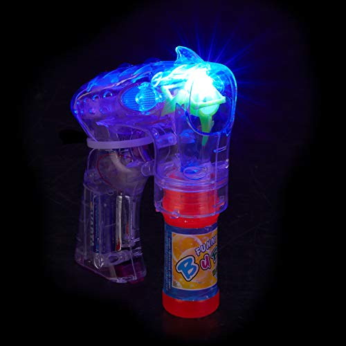 Relaxdays Pistola Pompas con LED y 2 Botes de Jabón, Plástico, Transparente, 18 x 5 x 14 cm, Color, 1 Unidad (10024937)
