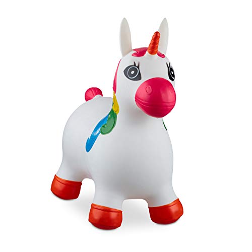 Relaxdays- Saltador Hinchable Unicornio para Niños hasta 50 Kg sin BPA, Plástico, Color blanco, 52 x 26 x 62 cm (10024989_49) , color/modelo surtido