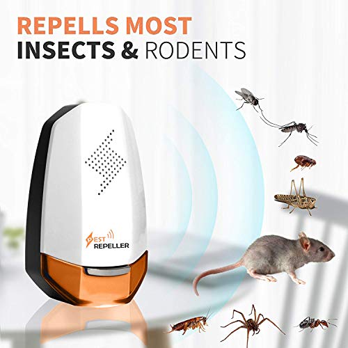 Repelente Ultrasónico, Control Ultrasónico de Plagas, Plugin de Control Interior para Repeler Mosquitos, Ratones, Araña, Pulga, Hormigas, Cucarachas, Mosca, 2 Pack