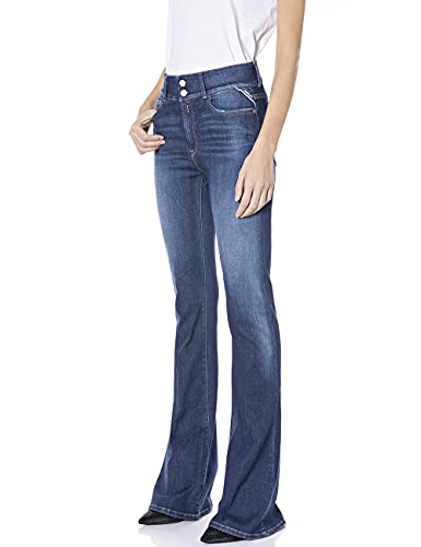 REPLAY New Luz Flare Jeans, 009 Azul Medio, 32W / 32L para Mujer