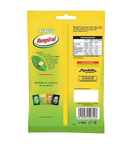 Respiral Limón Mentol Caramelo Duro Refrescante, 150g