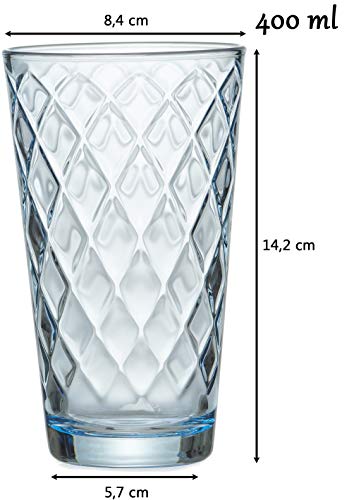 Ritzenhoff & Breker Lawe Diamond - Juego de vasos altos (6 unidades, 400 ml, 400 ml), color azul