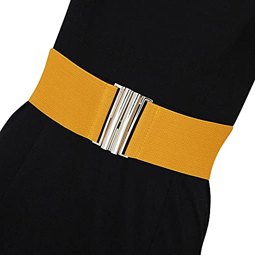 Ro Rox Florence Vintage Ancho Cinturón de Enfermera Retro Elástico - Amarilla mostaza (S)