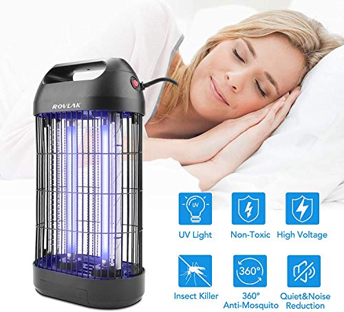 ROVLAK Lámpara Antimosquitos Electrico Repelente de Mosquitos Interior con UV de 18W Luz Antimosquitos para Niños Seguro Adecuado para Adulto Ancianos Balcón Cocina y Dormitorio