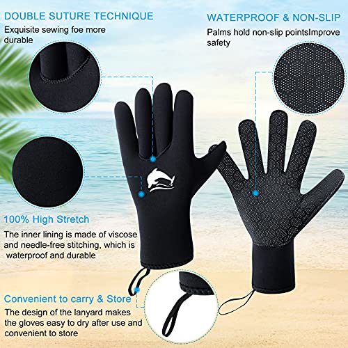 RTDEP Guantes de neopreno de 3 mm antideslizantes guantes de natación guantes de agua de cinco dedos guantes de buceo para hombres y mujeres guantes de surf para kayak de pesca submarina(M)