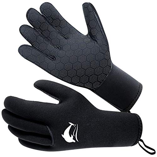 RTDEP Guantes de neopreno de 3 mm antideslizantes guantes de natación guantes de agua de cinco dedos guantes de buceo para hombres y mujeres guantes de surf para kayak de pesca submarina(M)